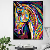 Painting by Numbers: Colorful horse portrait in Picasso style